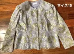 ノーカラージャケット　フォーマル　刺繍　紫