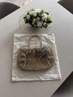 アンテプリマワイヤーバッグ(シャンパンゴールド)コサージュ付き