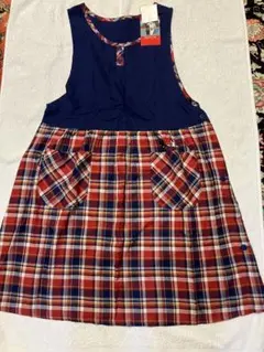 新品　リサとガスパール　ネイビー チェック柄 エプロン