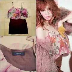 【超美品】定価¥7,329 rienda♡S花柄シフォンコンビキャミワンピース
