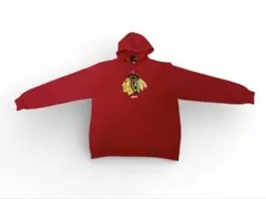 Reebok NHL ブラックホークス プルオーバーパーカー レッド ロゴ 古着