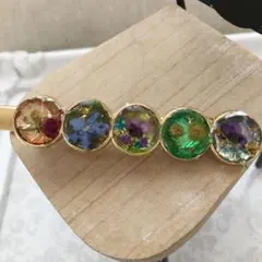 カラフル押し花レジンのヘアクリップ✴︎