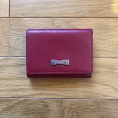 正規品　FULRA 折り財布　赤　リボン