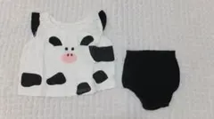 牛柄トップスと黒いショーツセット 60-70cm