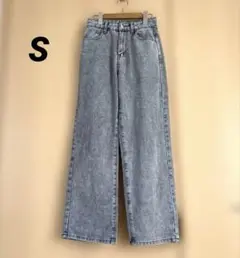 SHEIN グレー ワイドレッグデニムパンツ　レディースS