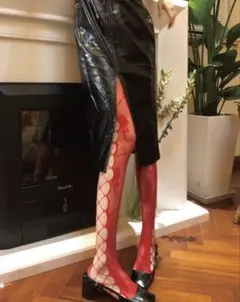 FOOT PERSONA レッド フィッシュネット ストッキング