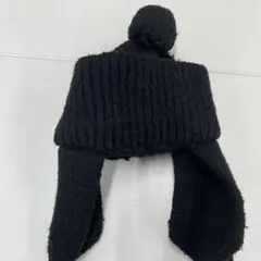 被り紐付きニット帽　黒