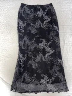 SHEIN マーメイドスカート チャイニーズドラゴンプリント