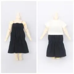 ハンドメイド ドール服 黒色 2way ベアトップワンピース １点