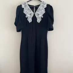 エンブロイダリーホワイトカラーマーメイドワンピース スナイデル ブラック