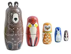 マトリョーシカ　動物　北欧風　インテリア人形木製雑貨くるみ割り人形ロシア