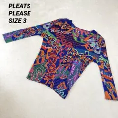 極美品✨PLEATS PLEASE プリーツ 総柄 七部丈 カットソー Lサイズ 