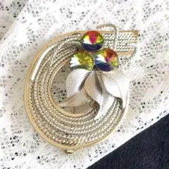 ブローチ ビンテージブローチ マルチカラー　フラワーブローチ