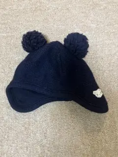 ファミリア　ポンポン付きニット帽 ネイビー 45-47cm