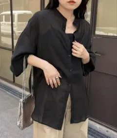 チャオパニックティピー冷房対策/体型カバーシアーバンドカラーシャツ