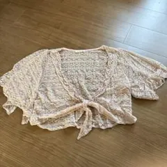 axes femme ピンク レース クロップドカーディガン