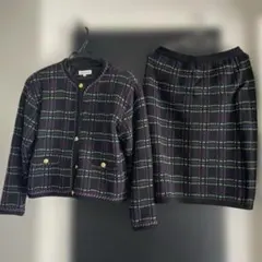 【昭和レトロ】バブリースーツ　ツイード　セットアップ　ビンテージ　古着女子