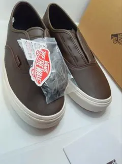 新品★VANSオーセンティックスリッポンレザー茶V44CFGB27.5cm