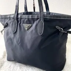 プラダ　PRADA トートバッグ　ナイロン　レザー　ワンショルダー　ブラック　黒