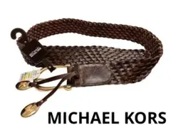 メッシュ　ベルト　革　レザー　牛革　マイケルコース　編み込み　サッシュ　チャーム