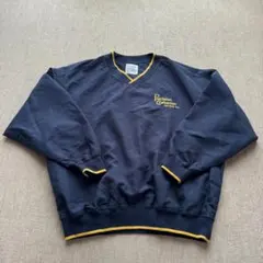 【美品】JaVa ジャバ V ナイロン プルオーバー ネイビー M 企業ロゴ