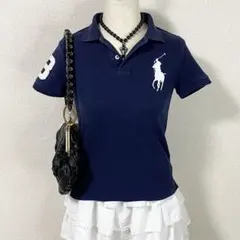 y2k ラルフローレン ビッグポニー ポロシャツ 平成ギャル 平成女児 ネイビー