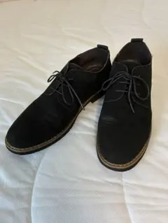 黒 スエード レースアップシューズ