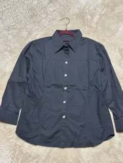 ■レディース コットン七分袖 スキッパーシャツ XL/11/大きめ