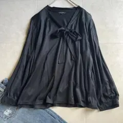 大きいサイズ46✨3XL✨23区 ボウタイブラウス 長袖 黒 相当 上品きれいめ