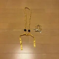 フラダンス用　黄色ビーズネックレスとブレスレットセット