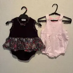 de Muranaka フリル付き花柄ロンパースとクレージュのピンクロンパース