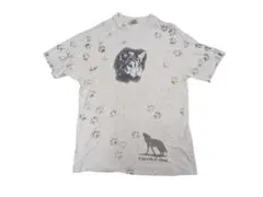 90s アニマルTシャツ 狼 総柄 USA製