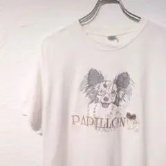 00年代　GILDAN　ギルダン　パピヨン　犬　刺繍Tシャツ　ヴィンテージ