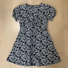 GU 花柄半袖ひざ丈ワンピース　M