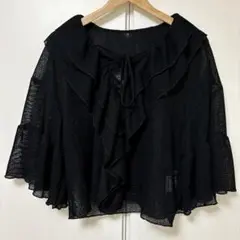 しまむらlutiqueメッシュフリル6部袖ブラウス