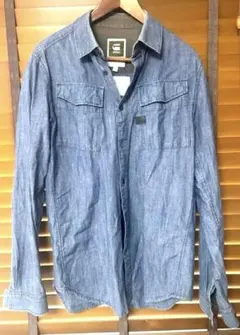 RAW ミリタリーデニム長袖シャツ ブルー