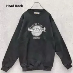 Hard Rock トレーナー スウェット S 黒 USA製 刺繍ロゴ 古着風