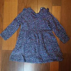 花柄長袖ワンピース ネイビー系