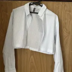 H&M クロップドシャツ XS ホワイトストライプ