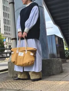 新品　folka 1- ストライプ スタンドカラー ロングシャツ ワンピース