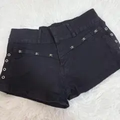 M　ショートパンツ 黒 ローライズ レディース y2k 平成グランジズボン