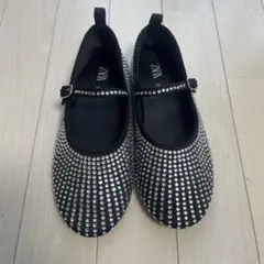 ZARA ストーン装飾 バレエシューズ 33