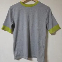 グレー/ライム 五分袖Tシャツ