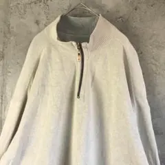 Y986古着　スウェット　グレージュ　ハーフジップ　90s Y2K