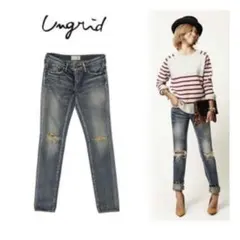 ungrid 激レア！吉田怜香着用 ヴィンテージダメージスリムデニムパンツ 24