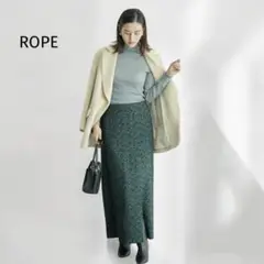 ROPE / ロペ　リーフ柄ジャガードディープスリットIラインスカート　38