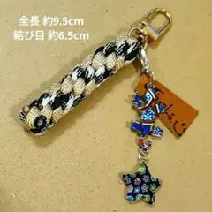㊺ カラフル トカゲ チャーム パラコード キーホルダー スタービーズ ブルー
