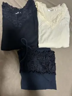 レースインナー　長袖　Vネック　タンクトップ 3点セット