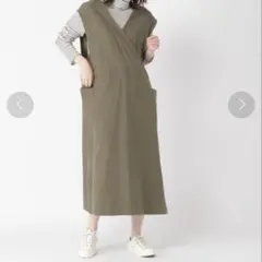 【タグ付き✨】ダブルフロントジャンパースカート studio CLIP カーキ