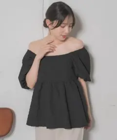 RETRO GIRL ポコポコ2wayペプラム　トップス　ブラック